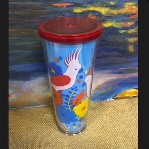 Starbucks Plastic 24 oz Cold Tumbler, Tropical Cockatiel Parrot Birds, no straw